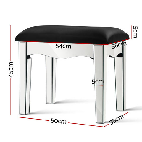 Image of Artiss Mirrored Furniture Dressing Table Stool Foot Vanity Stools Makeup Chairs