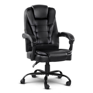 Artiss Electric Massage Office Chair PU Leather Recliner Computer Gaming Chairs Seat Black