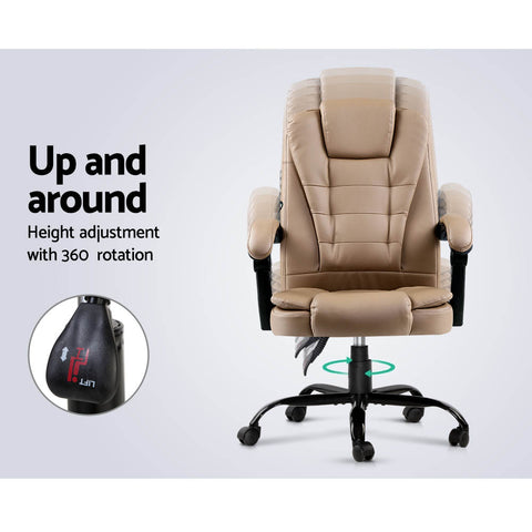 Image of Artiss Massage Office Chair PU Leather Recliner Computer Gaming Chairs Espresso