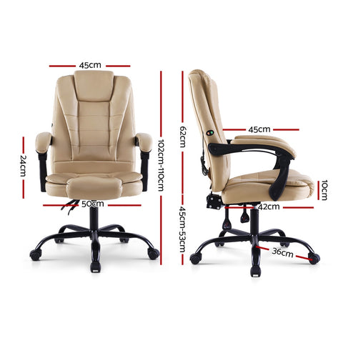 Image of Artiss Massage Office Chair Gaming Chair Recliner Computer Chairs Khaki