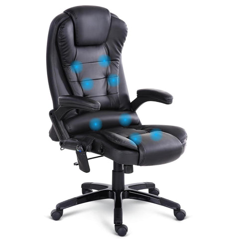 Image of 8 Point PU Leather Reclining Massage Chair - Black