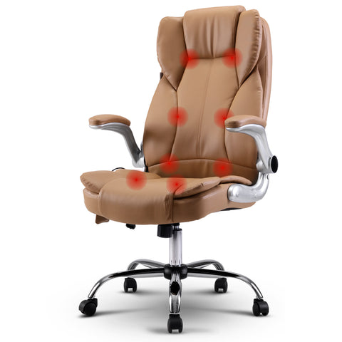 Image of Artiss Massage Office Chair Gaming Chair Computer Desk Chair 8 Point Vibration Espresso
