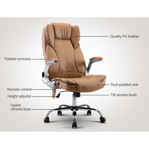 Image of Artiss Massage Office Chair Gaming Chair Computer Desk Chair 8 Point Vibration Espresso
