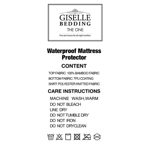 Image of Giselle Bedding King Single Size Waterproof Bamboo Mattress Protector