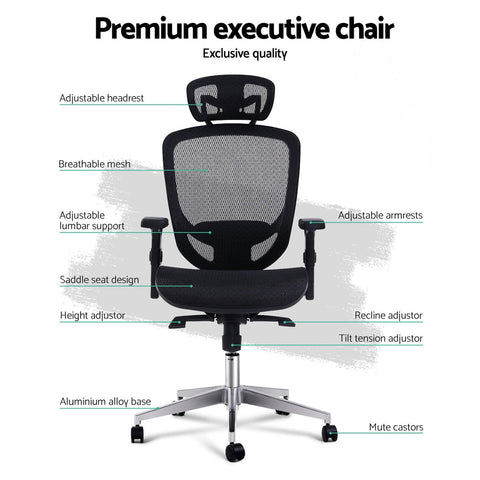 Image of Artiss Office Chair Gaming Chair Computer Chairs Mesh Net Seating Black