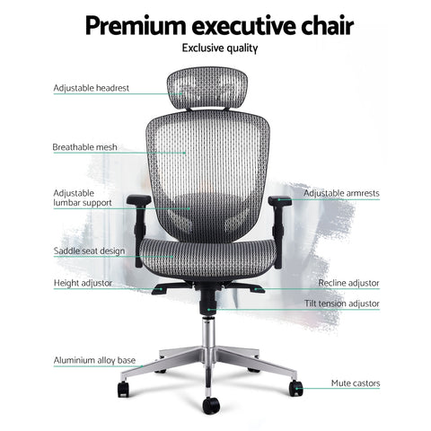 Image of Artiss Office Chair Gaming Chair Computer Chairs Mesh Net Seating Grey