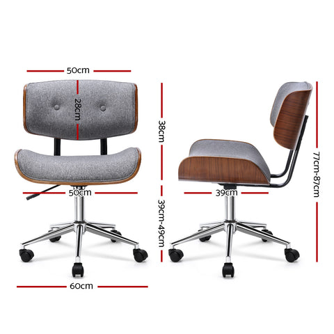 Image of Artiss Wooden Fabric Office Chair Grey