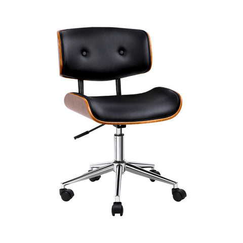 Image of Artiss Wooden Office Chair Black Leather