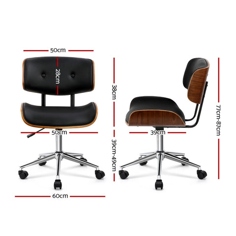 Image of Artiss Wooden Office Chair Black Leather