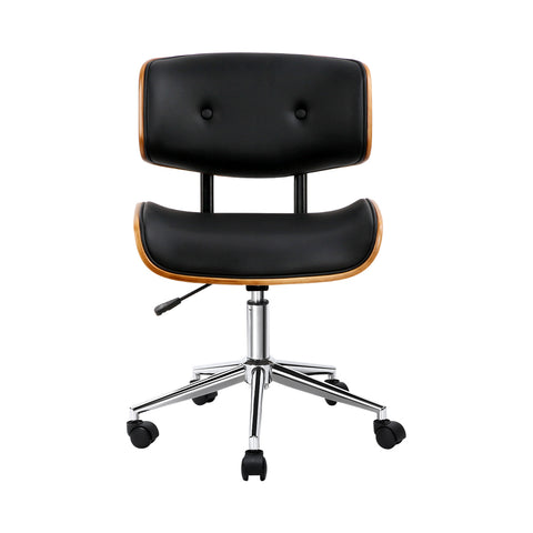 Image of Artiss Wooden Office Chair Black Leather