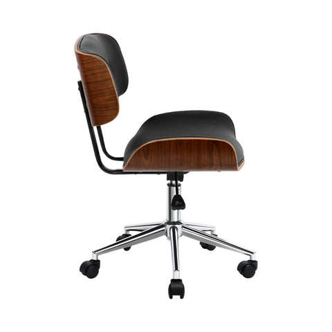 Image of Artiss Wooden Office Chair Black Leather