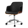 Artiss Wooden Office Chair Computer PU Leather Desk Chairs Executive Black Wood