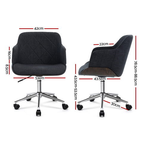 Image of Artiss Wooden Office Chair Computer Gaming Chairs Executive Fabric Grey