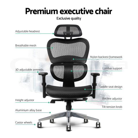 Image of Artiss Mesh Office Chair High Back Executive Computer Chairs Black