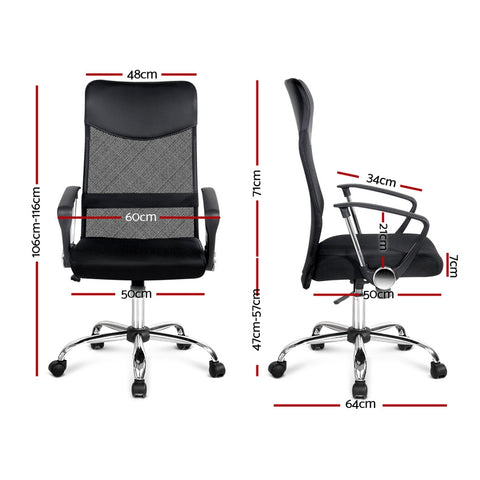 Image of PU Leather Mesh High Back Office Chair - Black