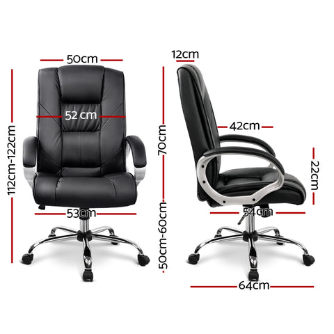 Image of Artiss Everset Office Chair Leather Seating Black