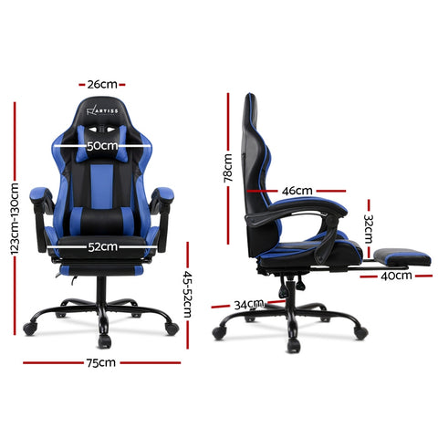 Image of Gaming Office Chair Computer Seating Racer Black and Blue