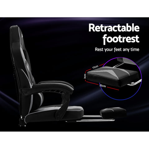 Image of Artiss Office Chair Computer Desk Gaming Chair Study Home Work Recliner Black Grey