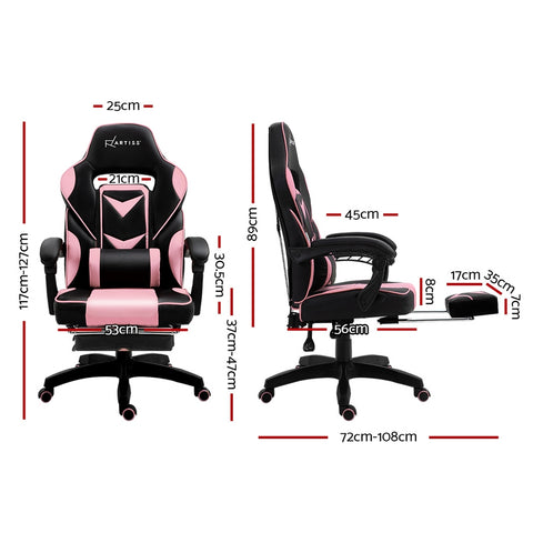 Image of Artiss Office Chair Computer Desk Gaming Chair Study Home Work Recliner Black Pink