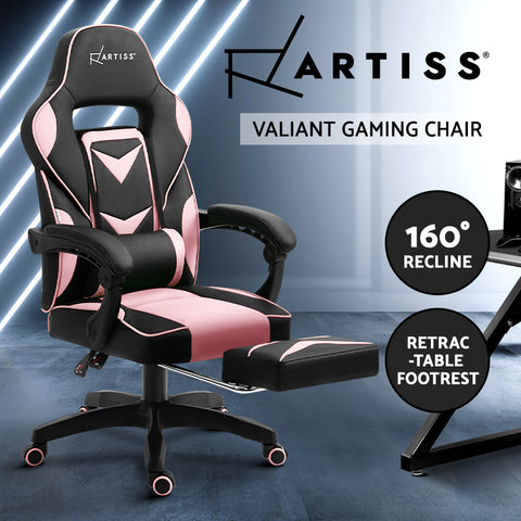 Image of Artiss Office Chair Computer Desk Gaming Chair Study Home Work Recliner Black Pink