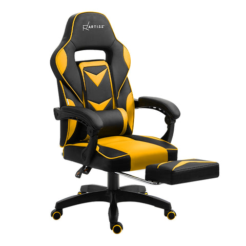 Image of Artiss Office Chair Computer Desk Gaming Chair Study Home Work Recliner Black Yellow