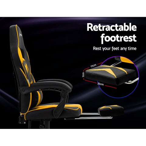 Image of Artiss Office Chair Computer Desk Gaming Chair Study Home Work Recliner Black Yellow