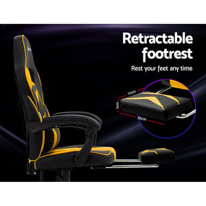 Artiss Office Chair Computer Desk Gaming Chair Study Home Work Recliner Black Yellow