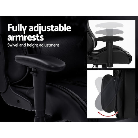 Image of Artiss Gaming Office Chair Computer Chairs Leather Seat Racer Racing Meeting Chair Black