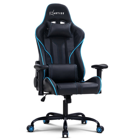 Image of Artiss Gaming Office Chair Computer Chairs Leather Seat Racing Racer Recliner Meeting Chair Black Blue