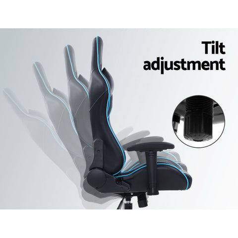 Image of Artiss Gaming Office Chair Computer Chairs Leather Seat Racing Racer Recliner Meeting Chair Black Blue