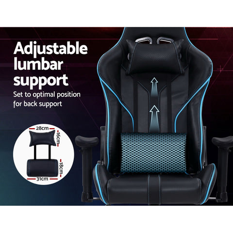 Image of Artiss Gaming Office Chair Computer Chairs Leather Seat Racing Racer Recliner Meeting Chair Black Blue