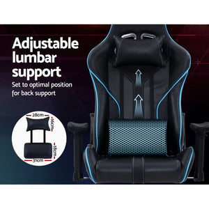 Artiss Gaming Office Chair Computer Chairs Leather Seat Racing Racer Recliner Meeting Chair Black Blue