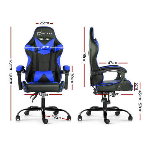 Image of Artiss Gaming Office Chairs Computer Seating Racing Recliner Racer Black Blue
