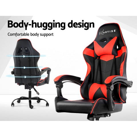 Image of Artiss Gaming Office Chairs Computer Seating Racing Recliner Racer Black Red