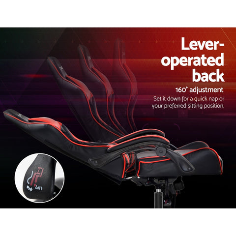 Image of Artiss Gaming Office Chairs Computer Seating Racing Recliner Racer Black Red