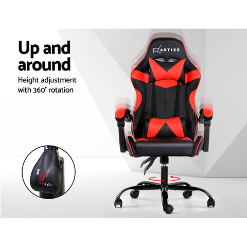 Image of Artiss Gaming Office Chairs Computer Seating Racing Recliner Racer Black Red