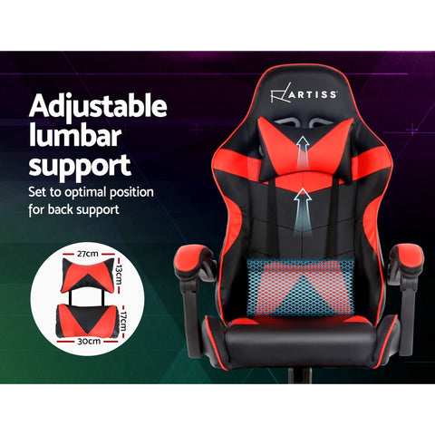 Image of Artiss Gaming Office Chairs Computer Seating Racing Recliner Racer Black Red