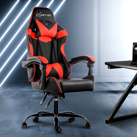 Image of Artiss Gaming Office Chairs Computer Seating Racing Recliner Racer Black Red