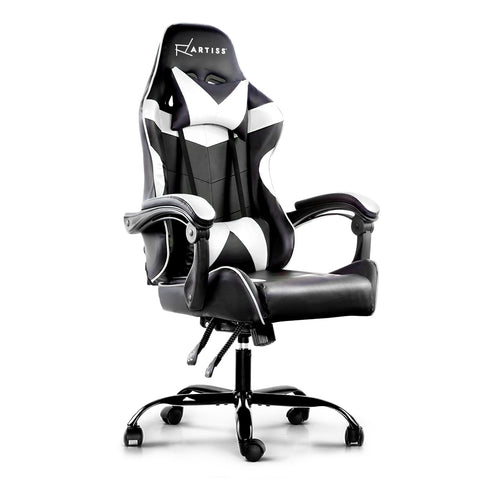 Image of Artiss Gaming Office Chairs Computer Seating Racing Recliner Racer Black White
