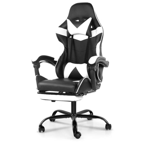 Image of Artiss Gaming Office Chairs Computer Seating Racing Recliner Footrest Black White