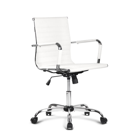 Image of Artiss Eamon Gaming Office Chair Computer Desk Chairs Home Work Study White Mid Back