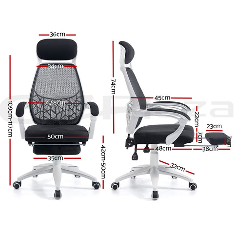 Image of Artiss Gaming Office Chair Computer Desk Chair Home Work Study White