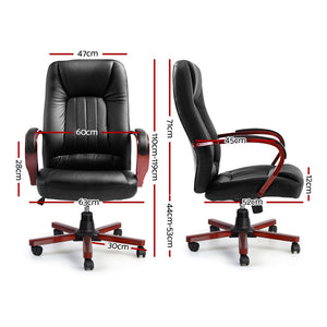 Artiss Executive Wooden Office Chair Wood Computer Chairs Leather Seat Semper Ergonomic