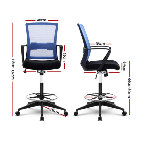 Image of Artiss Office Chair Veer Drafting Stool Mesh Chairs Black Standing Chair Stool