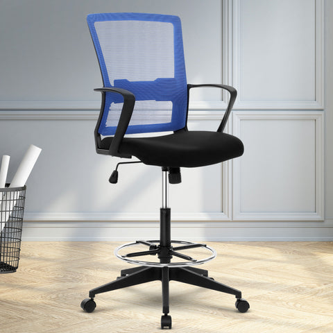 Image of Artiss Office Chair Veer Drafting Stool Mesh Chairs Black Standing Chair Stool