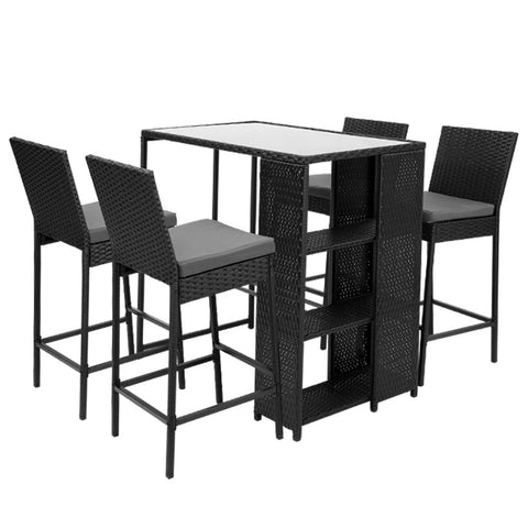 Image of Gardeon Outdoor Bar Set Table Stools Furniture Wicker 5PCS