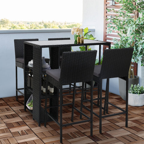 Image of Gardeon Outdoor Bar Set Table Stools Furniture Wicker 5PCS
