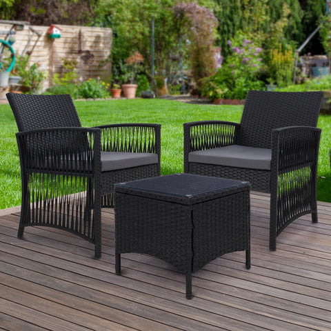 Image of Gardeon Patio Furniture Outdoor Bistro Set Dining Chairs Setting 3 Piece Wicker