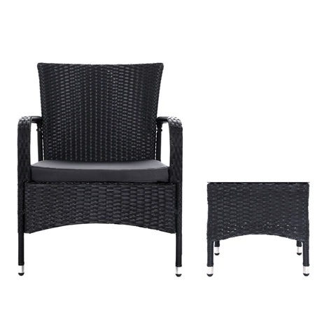 Image of Outdoor Furniture Patio Set Wicker Outdoor Conversation Set Chairs Table 3PCS