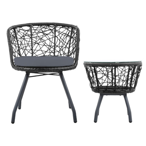 Image of Gardeon Outdoor Patio Chair and Table - Black